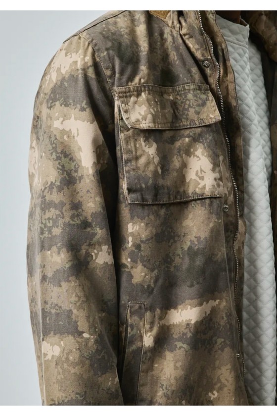 CAMOU JACKET - ARMY GREEN/SAND