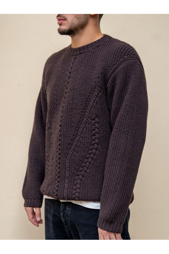 AMARANTO- MAGLIONE TRECCIA...