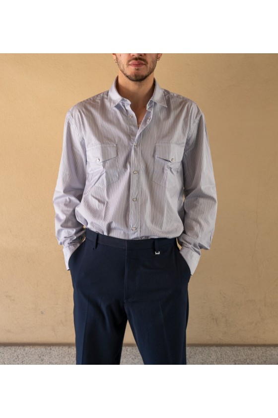 MESSAGERIE- CAMICIA TEX BLU