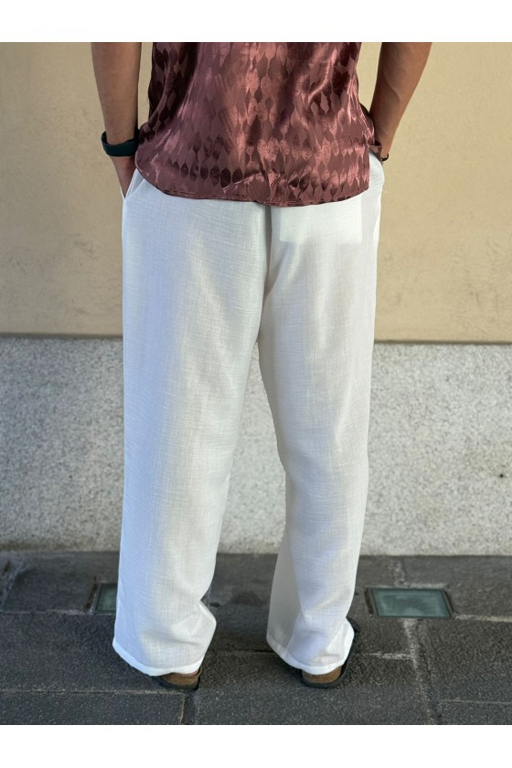 MARSEM - PANTALONE LINO BIANCO